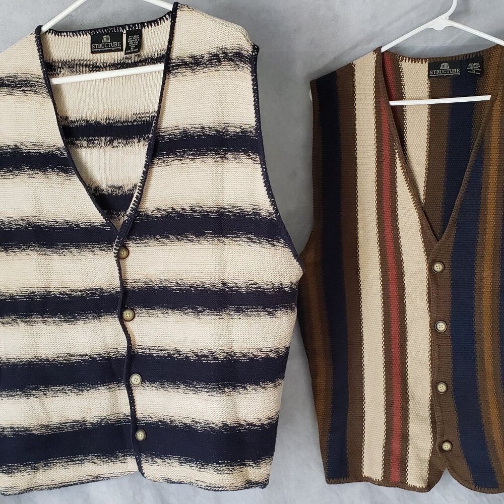 Structure Retro Cardigan 90s Sweater Button Vest … - image 1